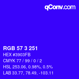 カラーコード: RGB 57 3 251 | qconv.com