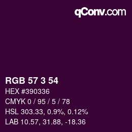 Color code: RGB 57 3 54 | qconv.com