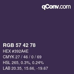 カラーコード: RGB 57 42 78 | qconv.com