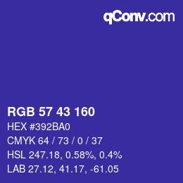 Color code: RGB 57 43 160 | qconv.com