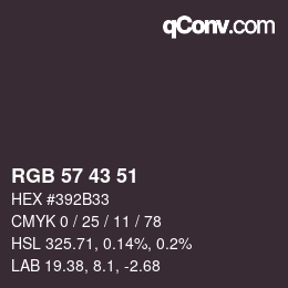 Farbcode: RGB 57 43 51 | qconv.com