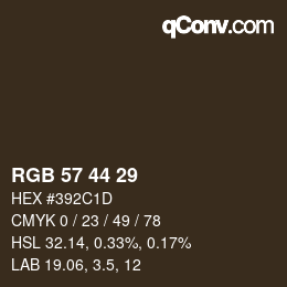 Farbcode: RGB 57 44 29 | qconv.com
