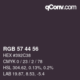 カラーコード: RGB 57 44 56 | qconv.com