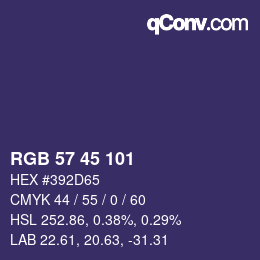 Color code: RGB 57 45 101 | qconv.com