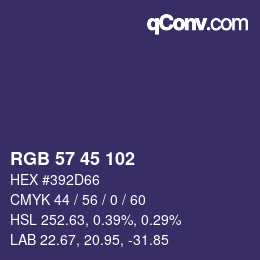 Color code: RGB 57 45 102 | qconv.com