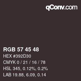 颜色代码: RGB 57 45 48 | qconv.com