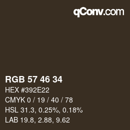 Color code: RGB 57 46 34 | qconv.com