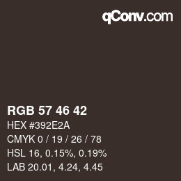 Código de color: RGB 57 46 42 | qconv.com