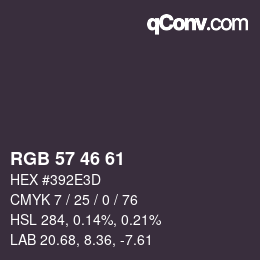 Code couleur: RGB 57 46 61 | qconv.com