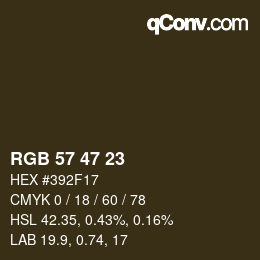 Color code: RGB 57 47 23 | qconv.com
