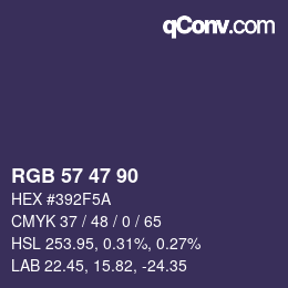 Color code: RGB 57 47 90 | qconv.com