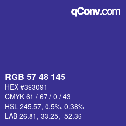 カラーコード: RGB 57 48 145 | qconv.com