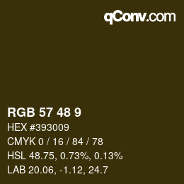 Color code: RGB 57 48 9 | qconv.com