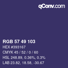 カラーコード: RGB 57 49 103 | qconv.com