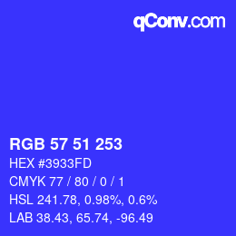 カラーコード: RGB 57 51 253 | qconv.com