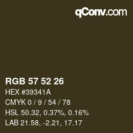 Color code: RGB 57 52 26 | qconv.com