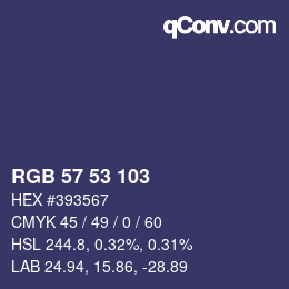 Color code: RGB 57 53 103 | qconv.com