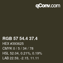 カラーコード: RGB 57 54.4 37.4 | qconv.com