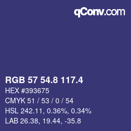 カラーコード: RGB 57 54.8 117.4 | qconv.com
