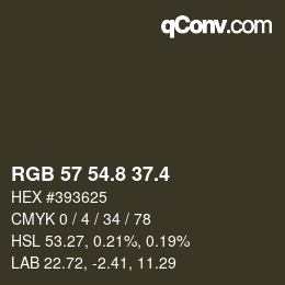 カラーコード: RGB 57 54.8 37.4 | qconv.com