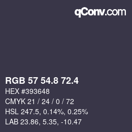 カラーコード: RGB 57 54.8 72.4 | qconv.com