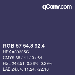 カラーコード: RGB 57 54.8 92.4 | qconv.com
