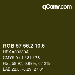 カラーコード: RGB 57 56.2 10.6 | qconv.com