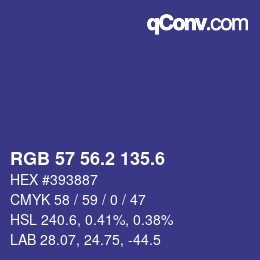 カラーコード: RGB 57 56.2 135.6 | qconv.com