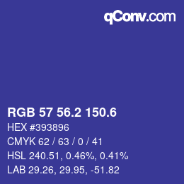 カラーコード: RGB 57 56.2 150.6 | qconv.com