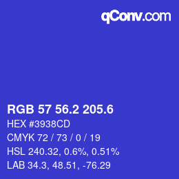 カラーコード: RGB 57 56.2 205.6 | qconv.com