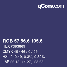 カラーコード: RGB 57 56.6 105.6 | qconv.com