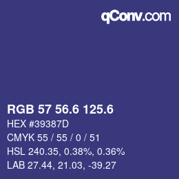 カラーコード: RGB 57 56.6 125.6 | qconv.com