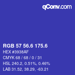 カラーコード: RGB 57 56.6 175.6 | qconv.com