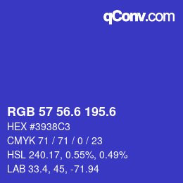 カラーコード: RGB 57 56.6 195.6 | qconv.com