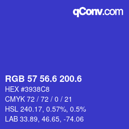 カラーコード: RGB 57 56.6 200.6 | qconv.com