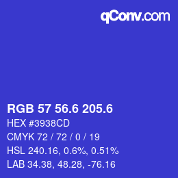 カラーコード: RGB 57 56.6 205.6 | qconv.com