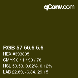 カラーコード: RGB 57 56.6 5.6 | qconv.com