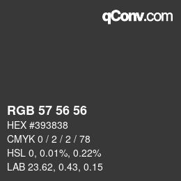 Código de color: RGB 57 56 56 | qconv.com