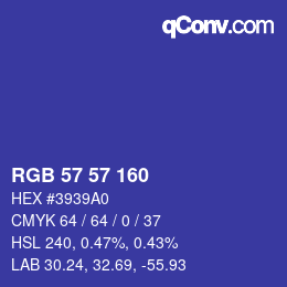 Color code: RGB 57 57 160 | qconv.com