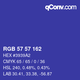 Color code: RGB 57 57 162 | qconv.com