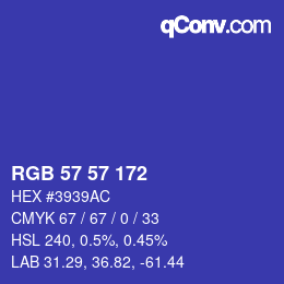 Farbcode: RGB 57 57 172 | qconv.com