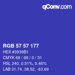 Color code: RGB 57 57 177 | qconv.com