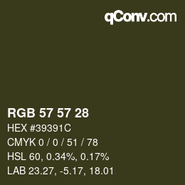 Color code: RGB 57 57 28 | qconv.com