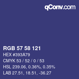 Color code: RGB 57 58 121 | qconv.com