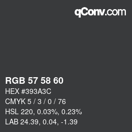 カラーコード: RGB 57 58 60 | qconv.com
