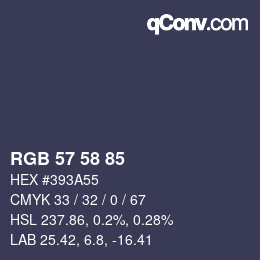 Color code: RGB 57 58 85 | qconv.com