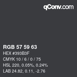 Farbcode: RGB 57 59 63 | qconv.com