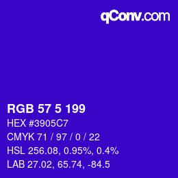 Color code: RGB 57 5 199 | qconv.com