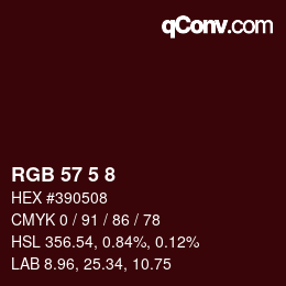 Farbcode: RGB 57 5 8 | qconv.com