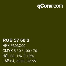 カラーコード: RGB 57 60 0 | qconv.com